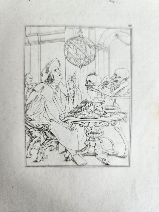 1831 DANCE of DEATH POEM 48 ETCHINGS by HOLBEIN antique Der Todtentanz Bechstein