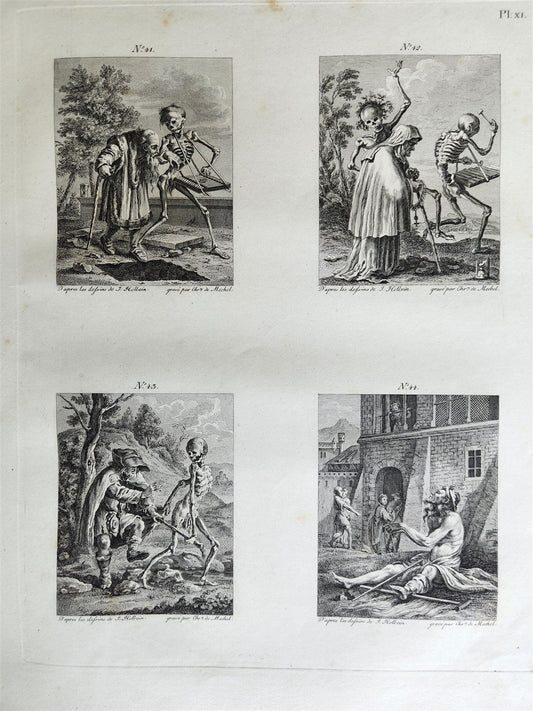 1780 The TRIUMPH of Death ENGRAVINGS by HOLBEIN antique Le triomphe de la mort