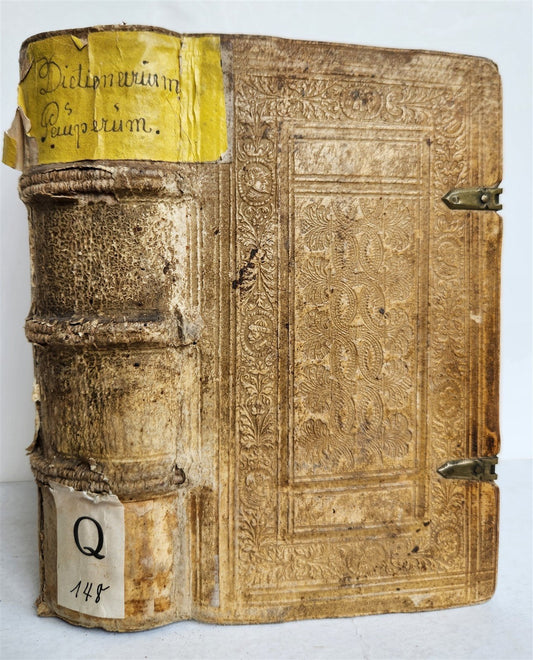 1600 DICTIONARIUM PAUPERUM antique PIGSKIN BOUND Summa de Abstinentia 16th CENT.