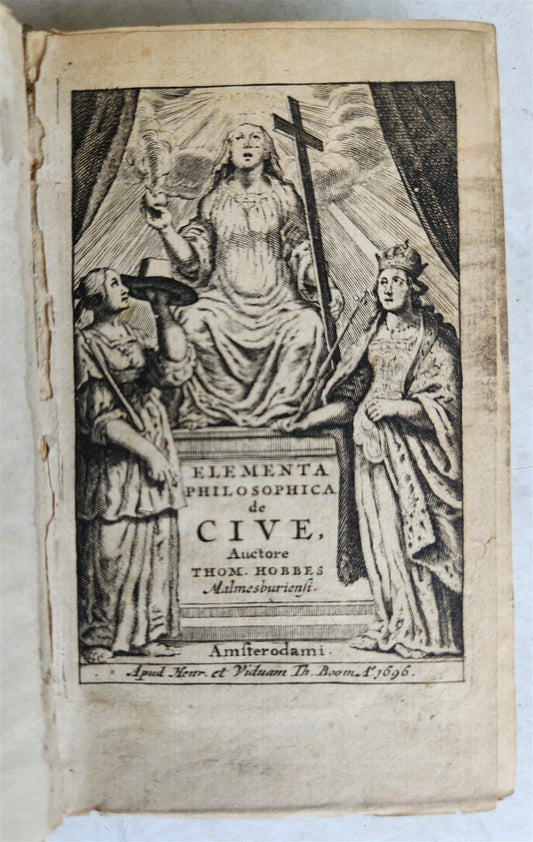 1696 POLITICAL PHILOSOPHY antique Elementa philosophica de cive by THOMAS HOBBES
