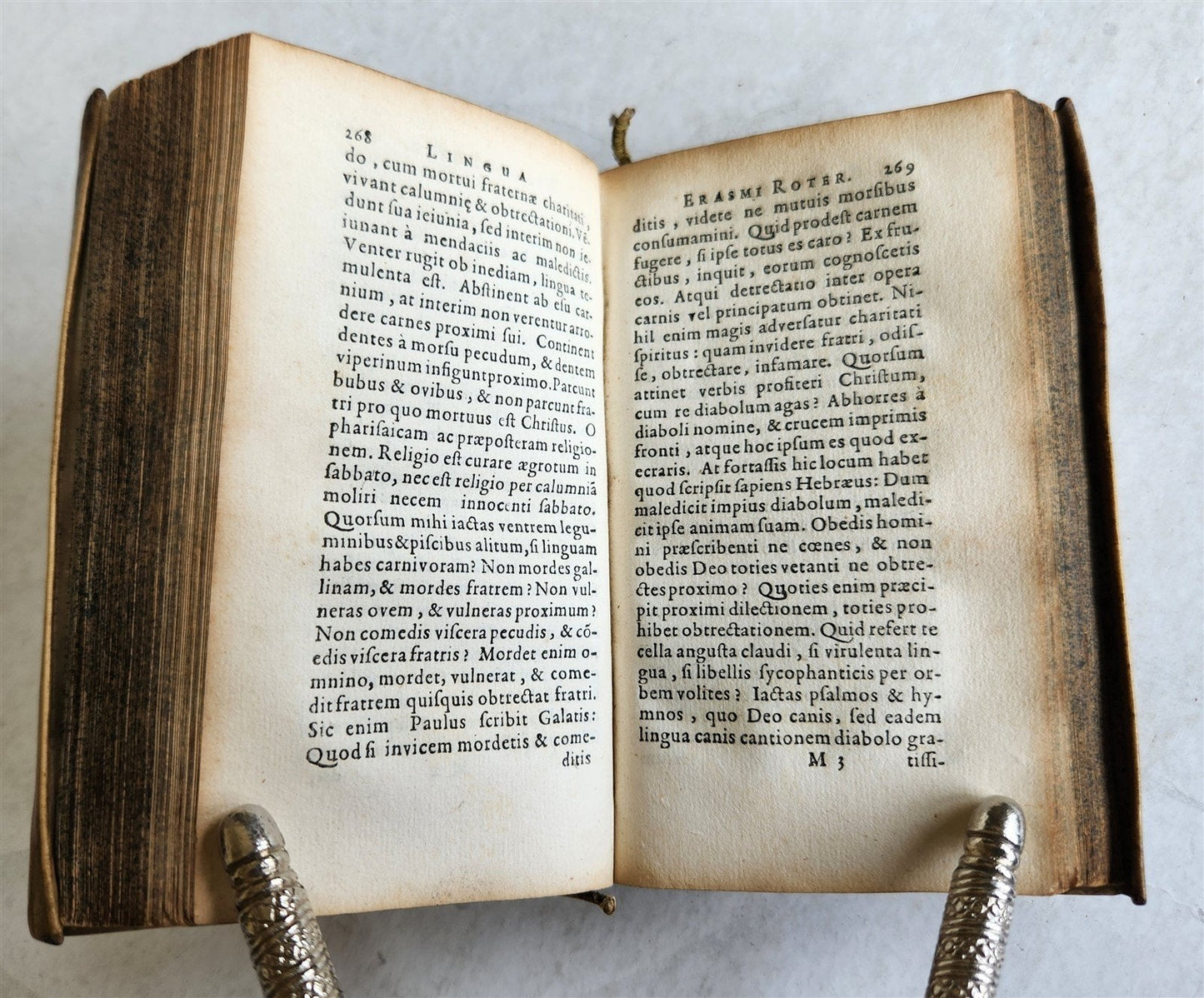 1641 LINGUA by ERASMUS antique VELLUM BINDING 17th CENTURY