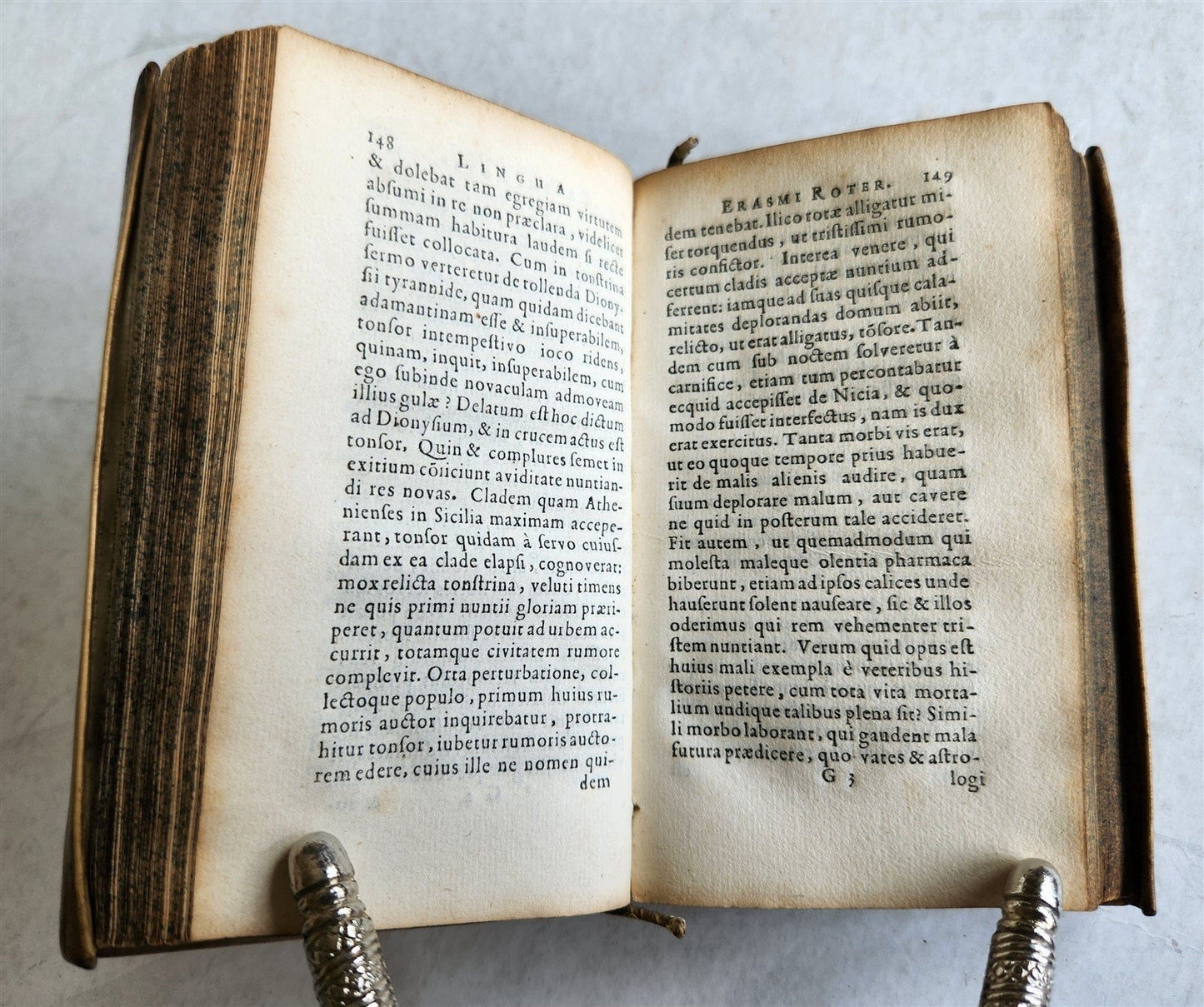 1641 LINGUA by ERASMUS antique VELLUM BINDING 17th CENTURY