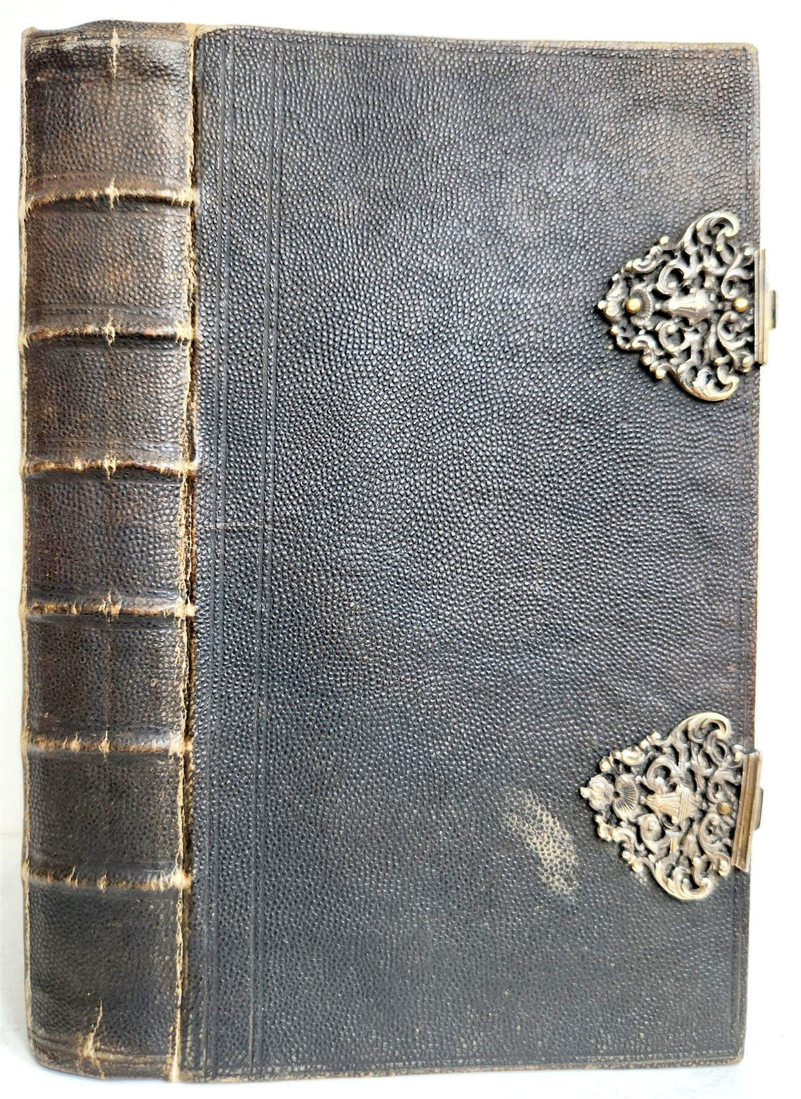 1771 BIBLE in GERMAN STINGRAY BINDING w/SILVER CLASPS antique ILLUSTRATED ZURICH