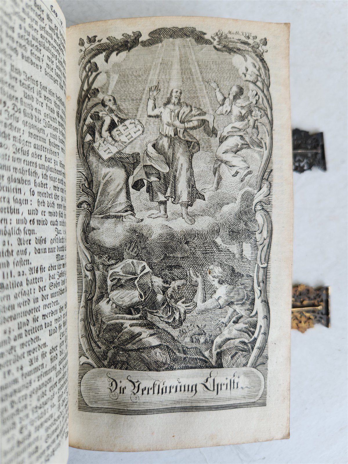 1771 BIBLE in GERMAN STINGRAY BINDING w/SILVER CLASPS antique ILLUSTRATED ZURICH