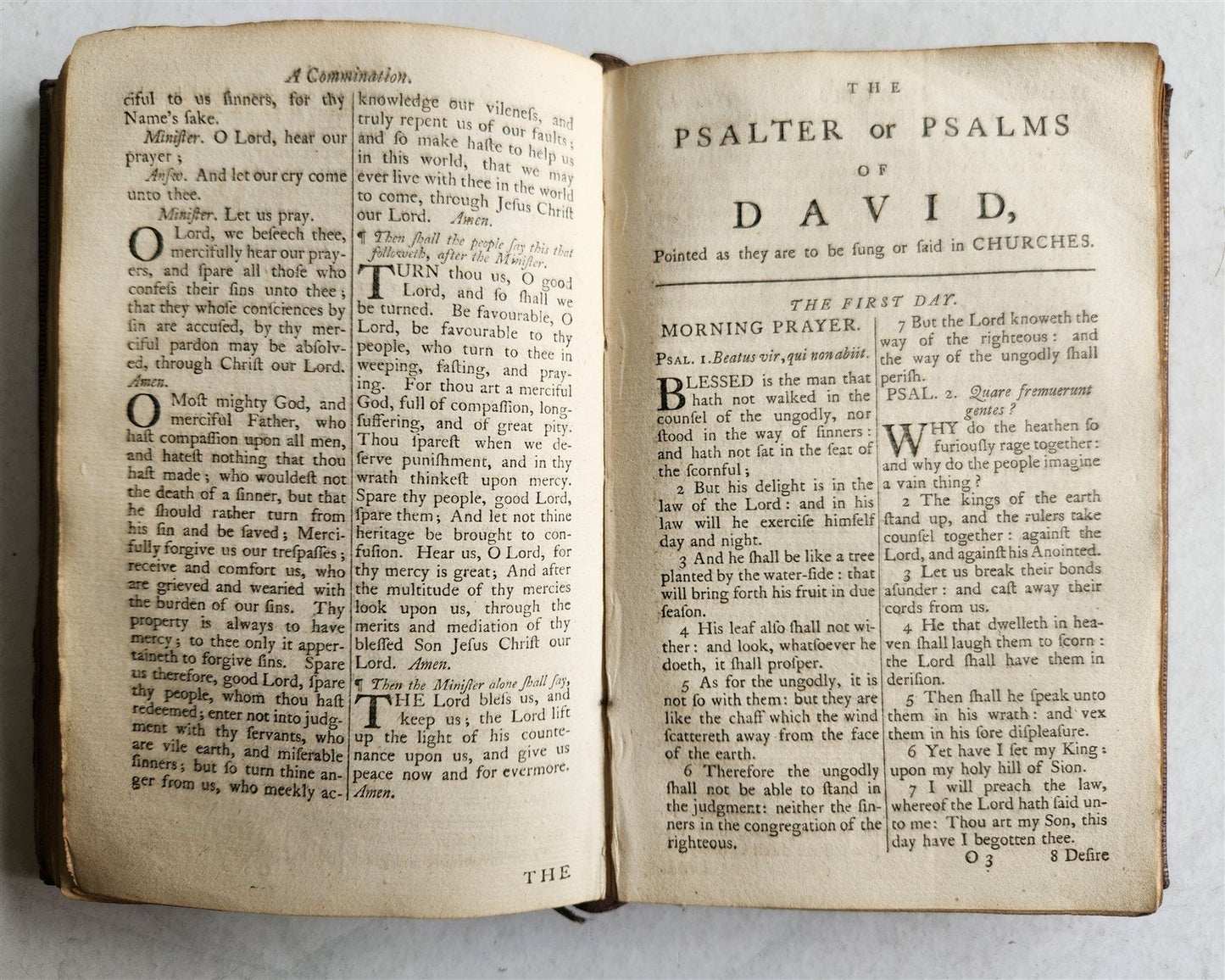 1775 BOOK of COMMON PRAYER & PSALTER antique ORIGINAL BEAUTIFUL BINDING