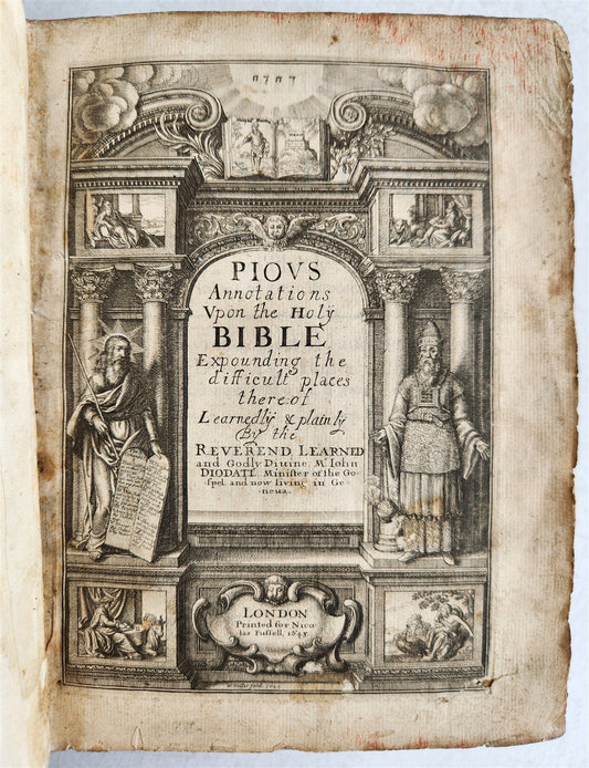 1643 Pious Annotations upon Holy Bible in ENGLISH by Giovanni Diodati antique