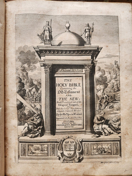 1697 BIBLE in ENGLISH antique OLD & NEW TESTAMENT by the University Printers