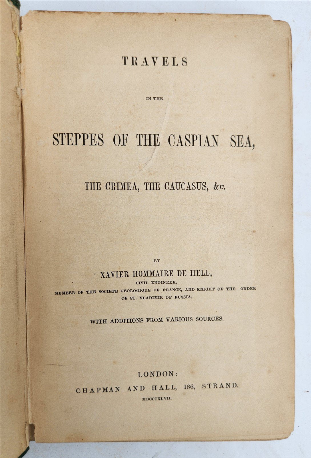 1848 TRAVELS to CASPIAN SEA CRIMEA & CAUCASUS by Xavier de Hell antique RUSSIA