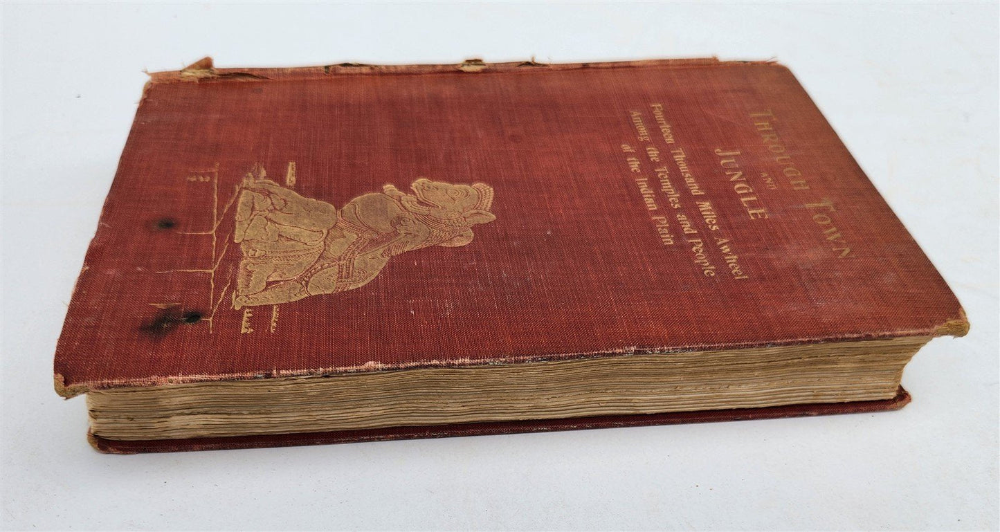 1904 Through Town & Jungle 14,000 Miles A-Wheel ... INDIA ILLUSTRATED antique