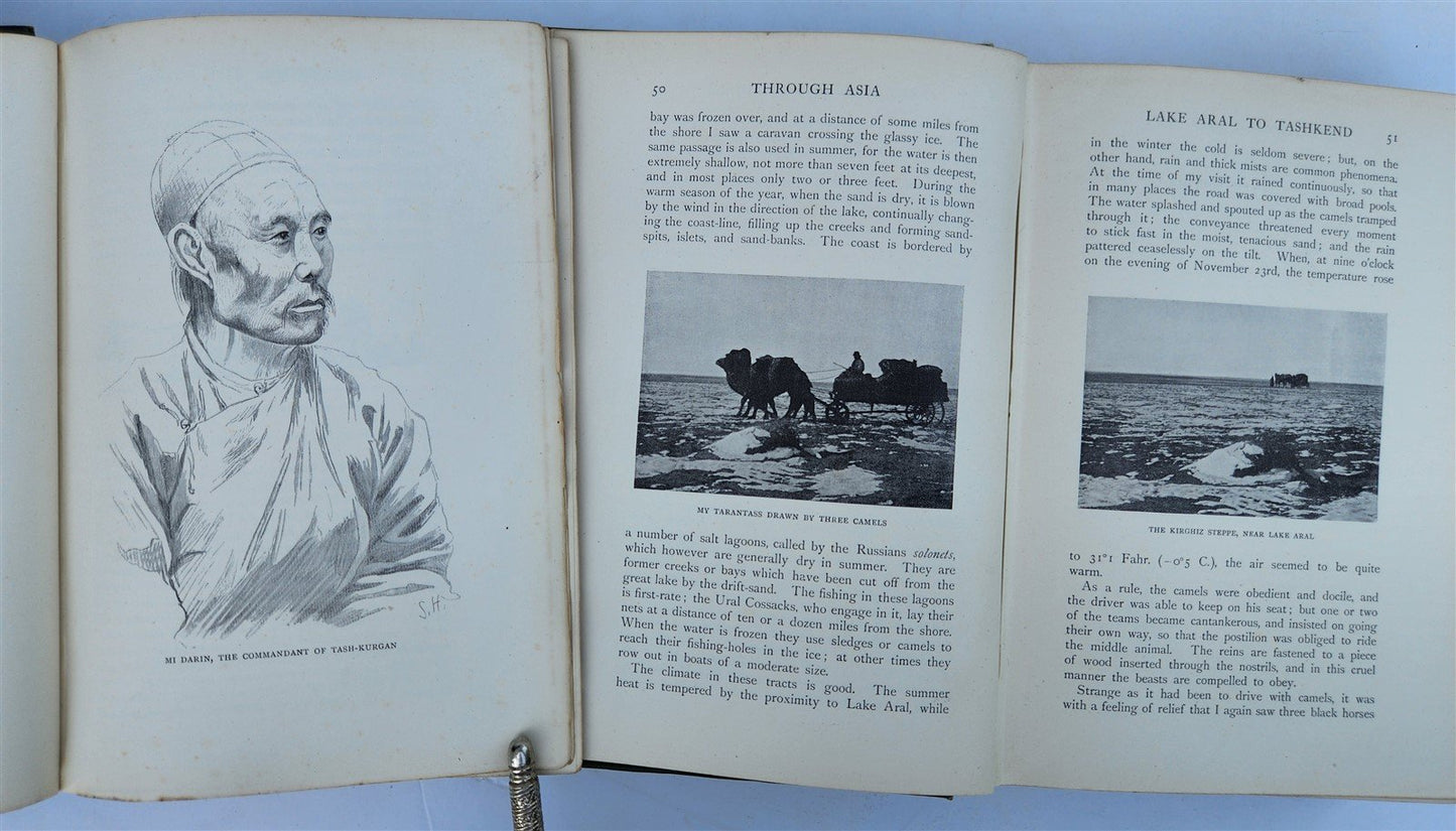 1898 THROUGH ASIA by SVEN HEDIN antique ILLUSTRATED w/ 300 PICTURES 2 volumes