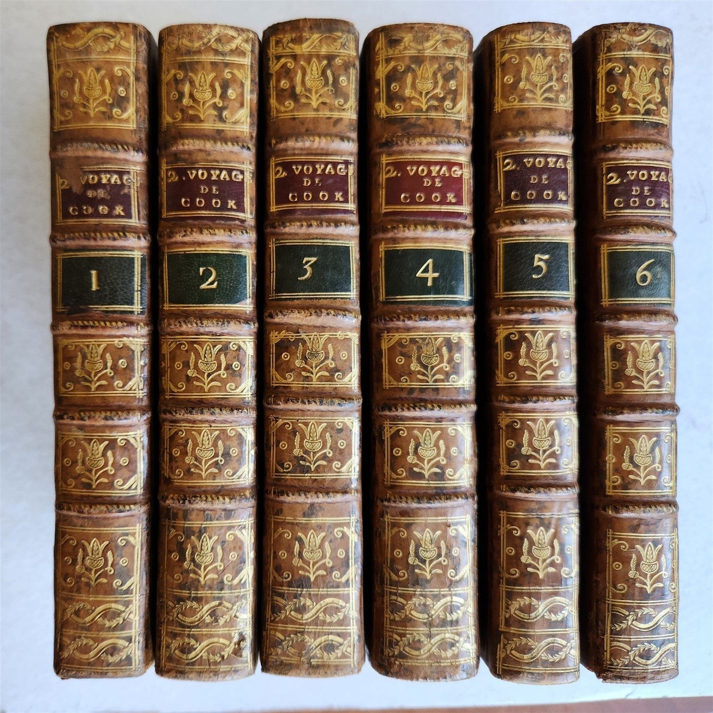1778 SECOND VOYAGE of CAPTAIN COOK 6 volumes in FRENCH antique