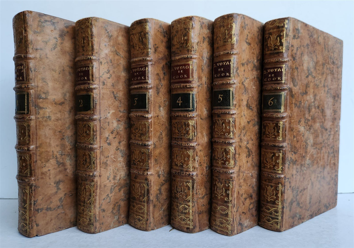 1778 SECOND VOYAGE of CAPTAIN COOK 6 volumes in FRENCH antique