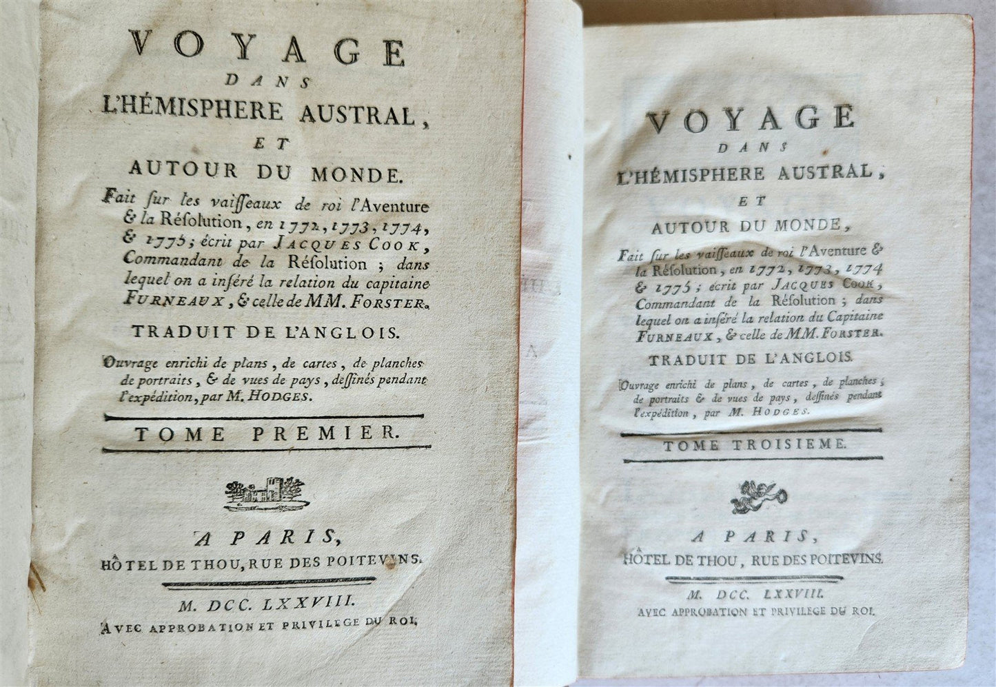 1778 SECOND VOYAGE of CAPTAIN COOK 6 volumes in FRENCH antique