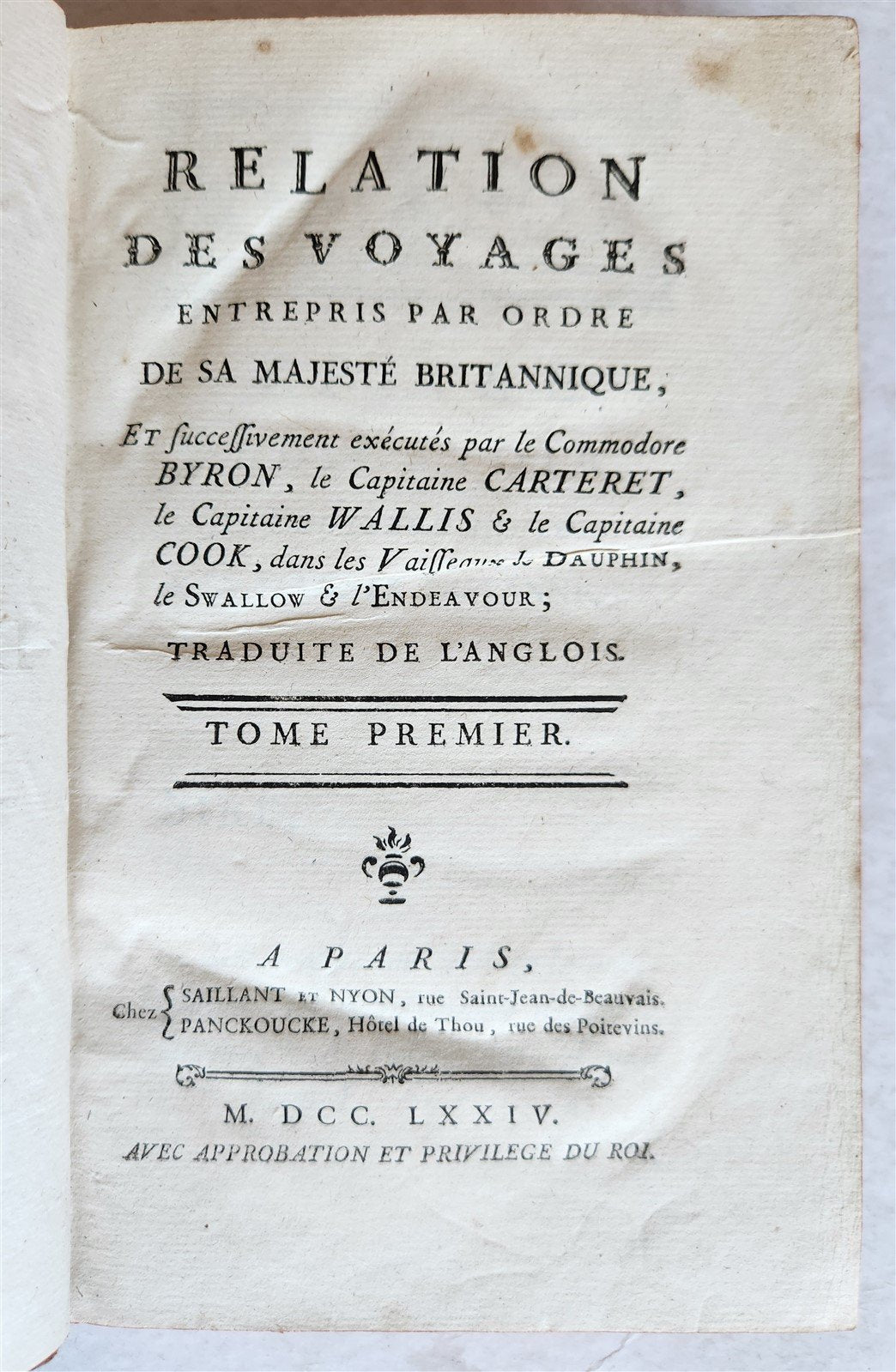 1774 FIRST VOYAGE of CAPTAIN COOK 8 volumes in FRENCH antique