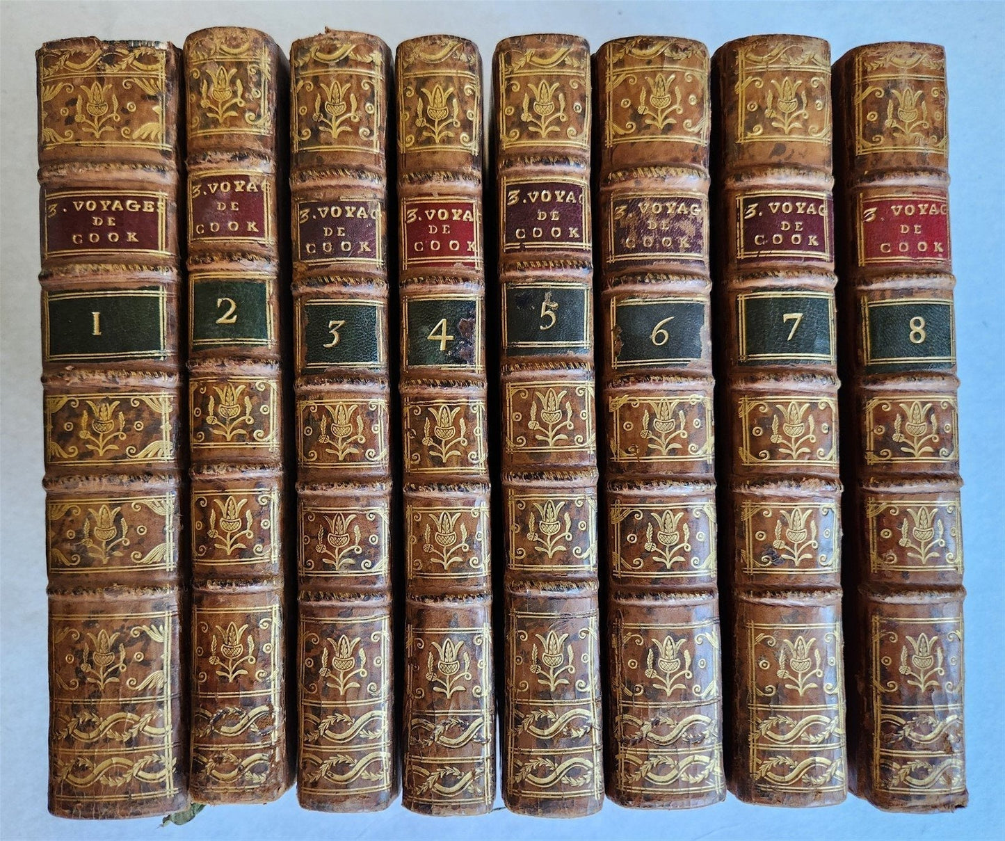 1785 THIRD VOYAGE of CAPTAIN COOK 8 volumes in FRENCH antique