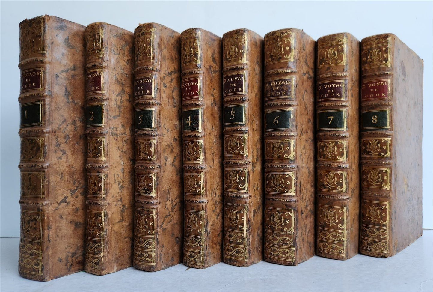 1785 THIRD VOYAGE of CAPTAIN COOK 8 volumes in FRENCH antique