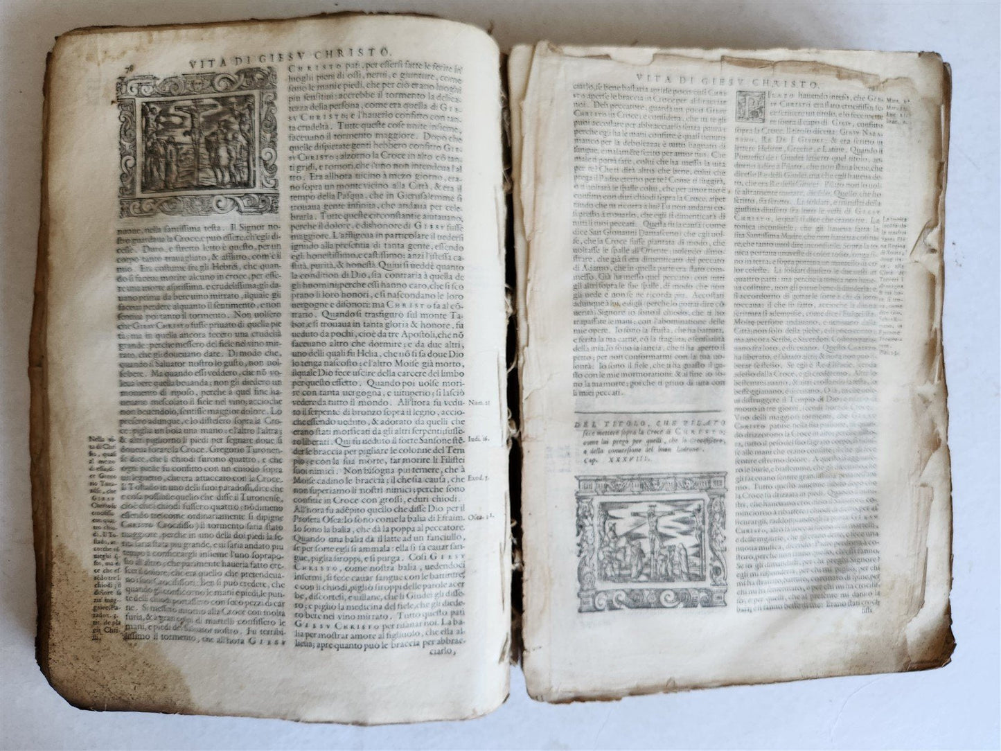 1591 ICONOGRAPHY 300 woodcuts LIFE of CHRIST & SAINTS antique in ITALIAN folio