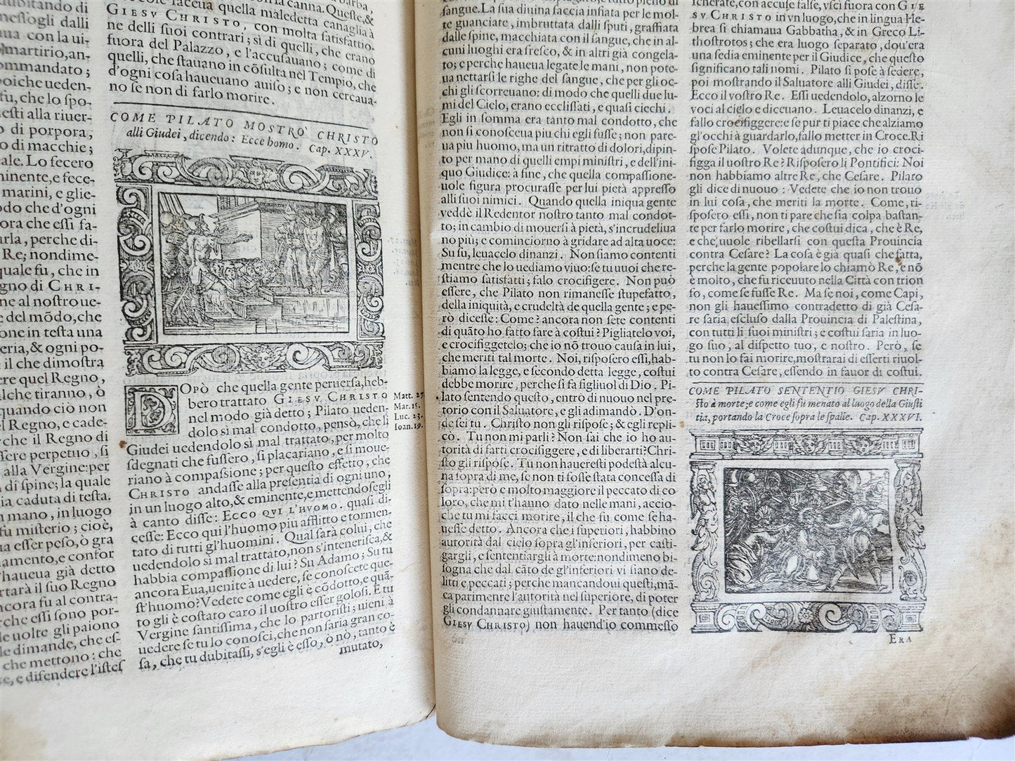 1591 ICONOGRAPHY 300 woodcuts LIFE of CHRIST & SAINTS antique in ITALIAN folio
