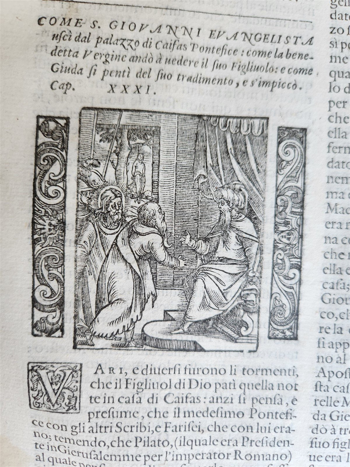 1591 ICONOGRAPHY 300 woodcuts LIFE of CHRIST & SAINTS antique in ITALIAN folio
