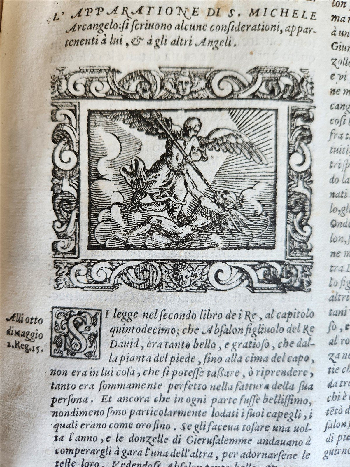 1591 ICONOGRAPHY 300 woodcuts LIFE of CHRIST & SAINTS antique in ITALIAN folio