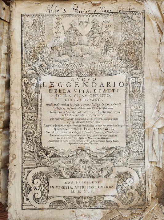 1591 ICONOGRAPHY 300 woodcuts LIFE of CHRIST & SAINTS antique in ITALIAN folio