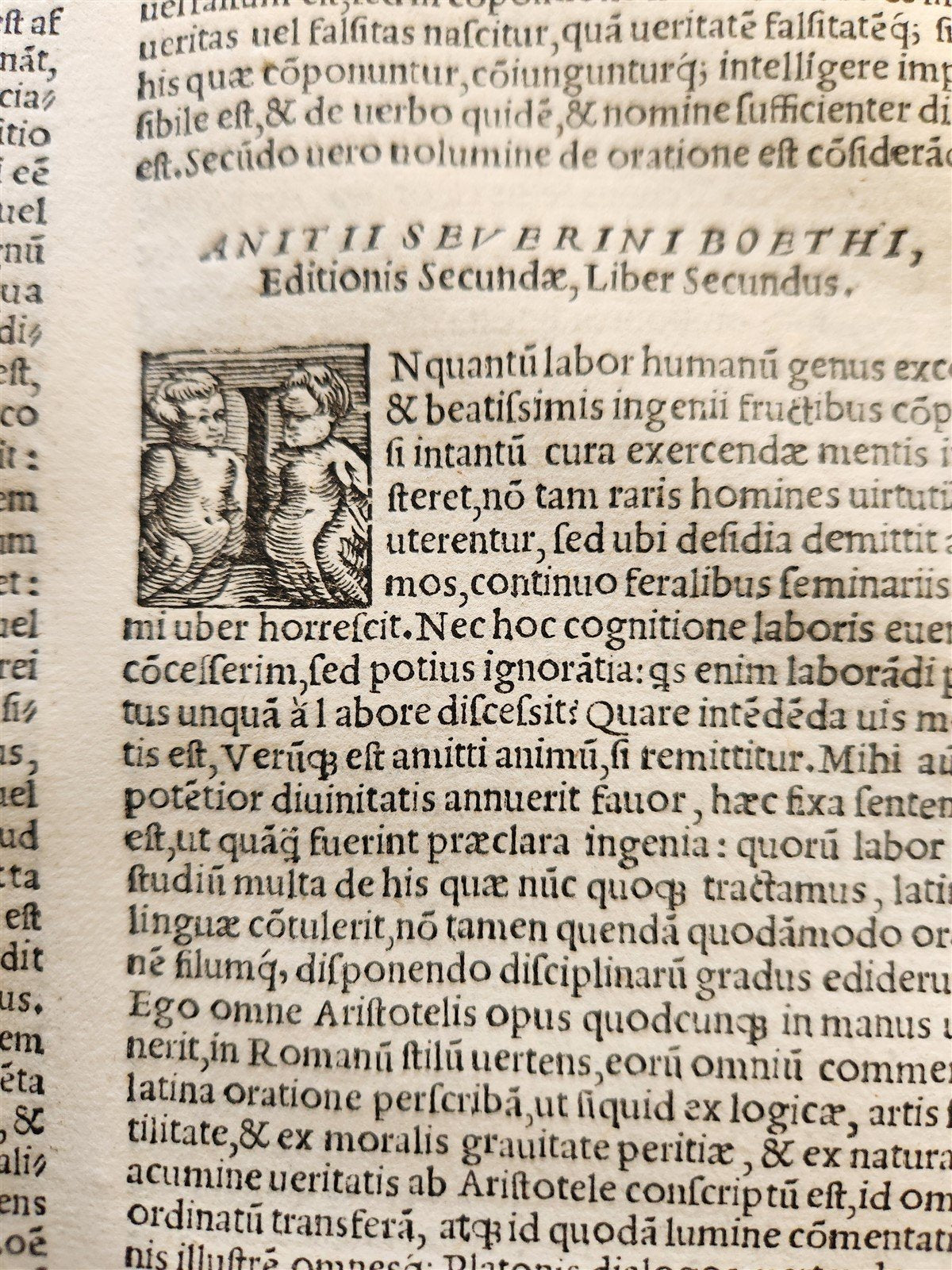 1546 PHILOSOPHY Anitii Manlii Seuerini Boethi Latinorum ILLUSTRATED antique