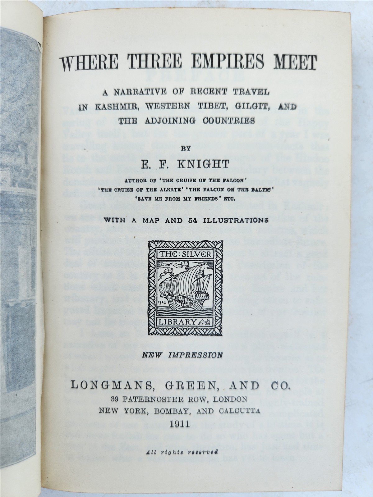 1911 WHERE 3 EMPIRES MET antique PRIZE BINDING travel to Kashmir Tibet Giglit