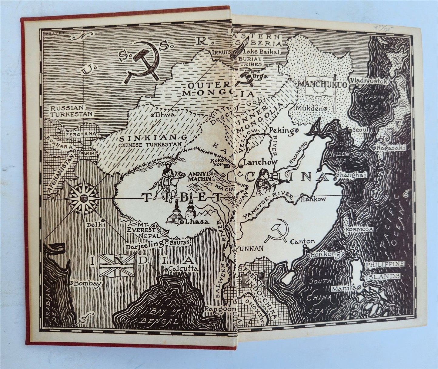 1935 THROUGH FORBIDDEN TIBET antique by Harrison Forman ILLUSTRATED