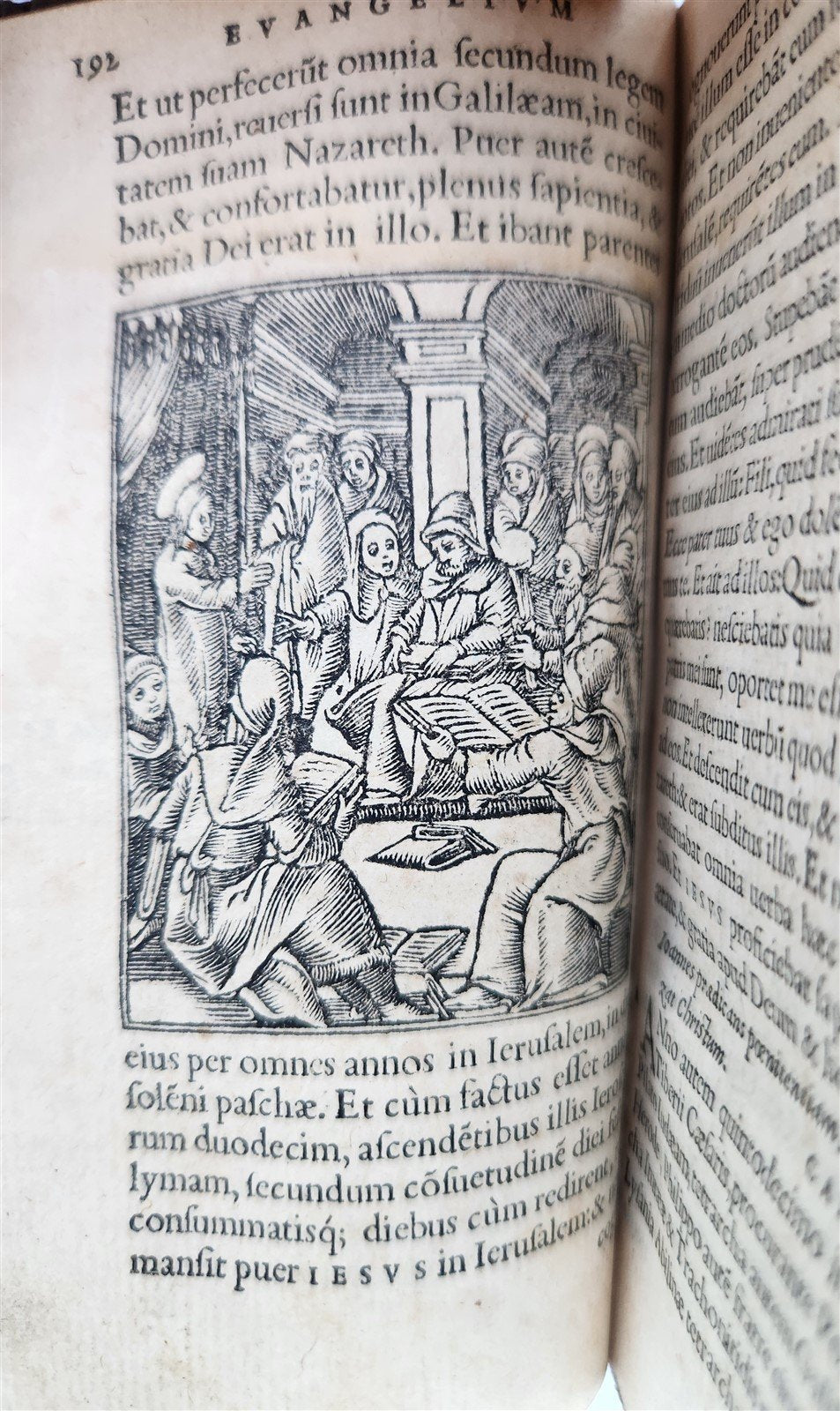 1549 BIBLE in LATIN ILLUSTRATED w/ 108 WOODCUTS antique RARE pocket size
