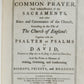 1754 BOOK of COMMON PRAYER & PSALMS of DAVID antique ORIGINAL BINDING