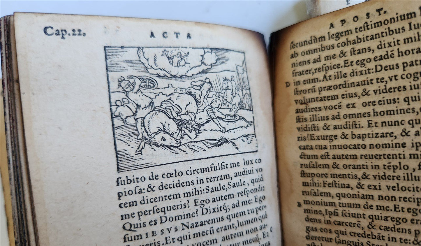 1555 BIBLE in LATIN NEW TESTAMENT ILLUSTRATED antique RARE POCKET SIZE EDITION