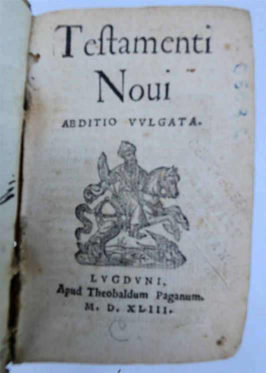 1543 BIBLE in LATIN NEW TESTAMENT antique RARE POCKET SIZE BIBLIA VELLUM BINDING