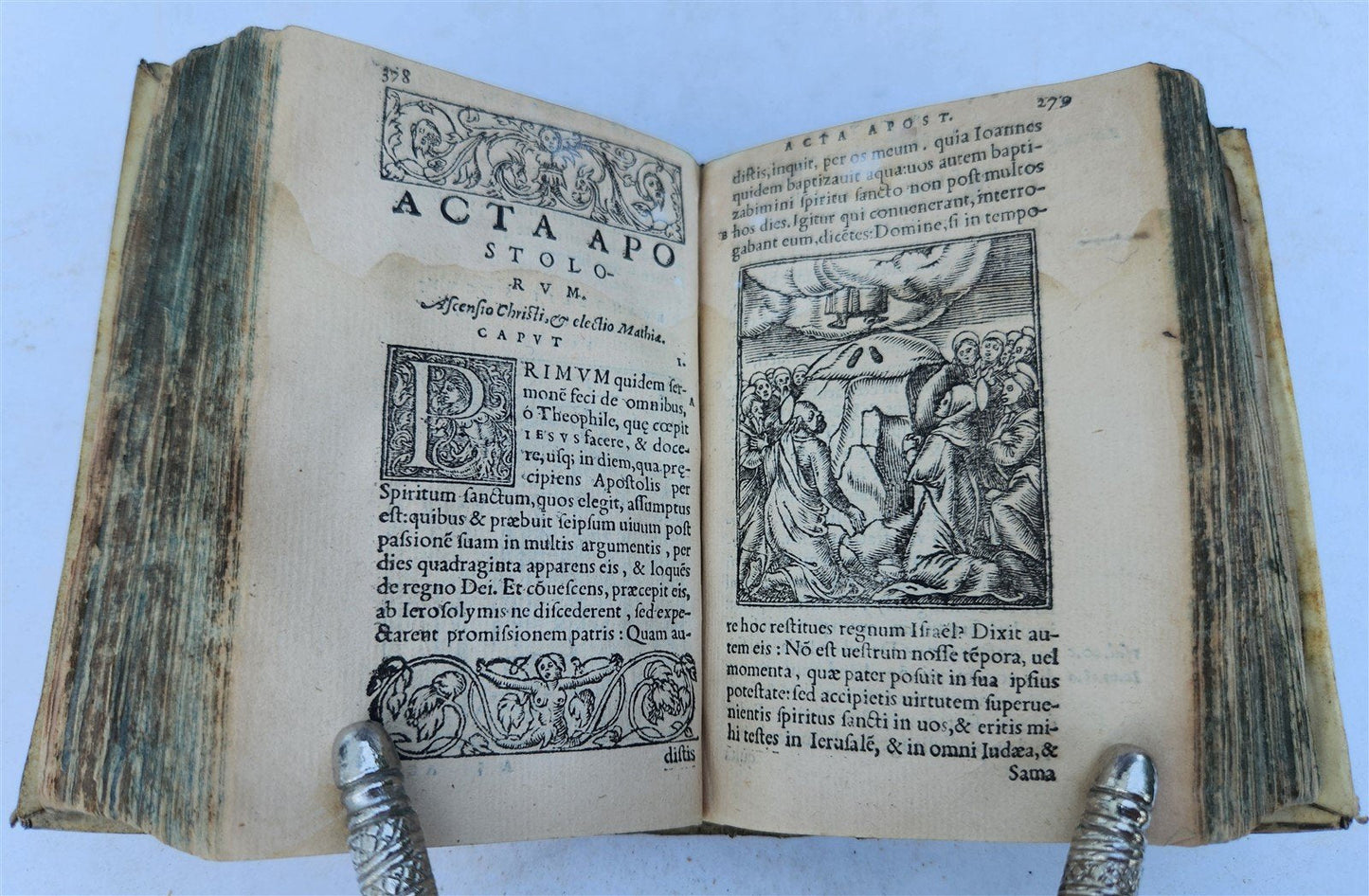 1551 BIBLE in LATIN ILLUSTRATED w/ 108 WOODCUTS antique RARE pocket size VELLUM