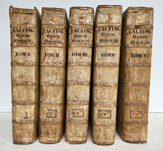 1685 5 VELLUM BOUND FOLIOS antique analytica practica problematica & philologica