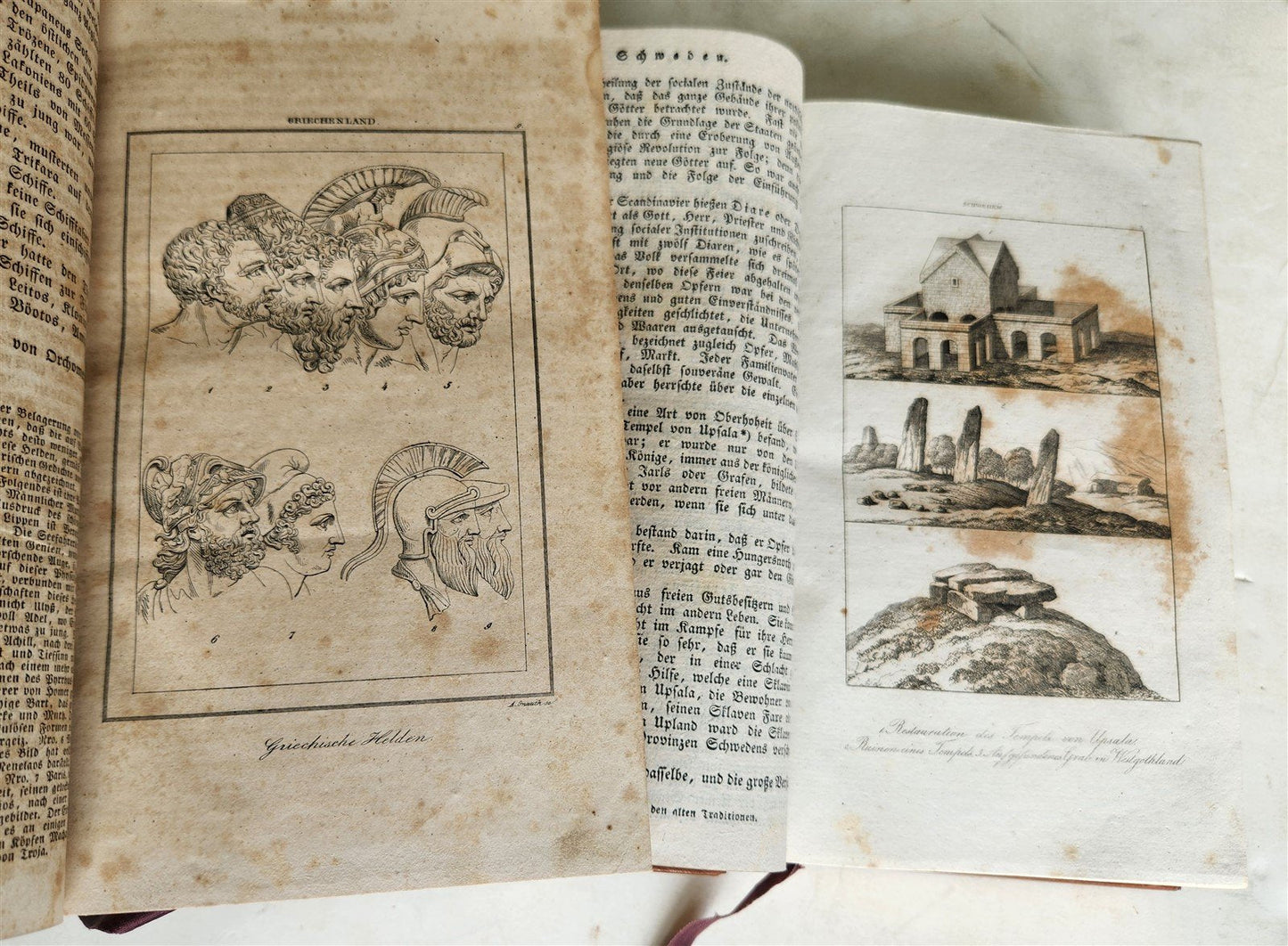 1830s ILLUSTRATED TRAVELS to MICRONESIA SWEDEN NORWAY GREECE antique 3 VOLUMES