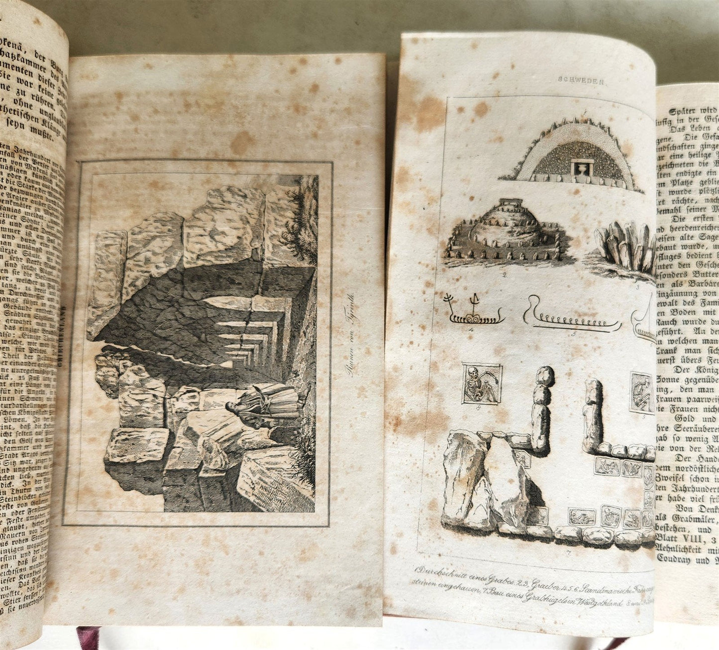 1830s ILLUSTRATED TRAVELS to MICRONESIA SWEDEN NORWAY GREECE antique 3 VOLUMES