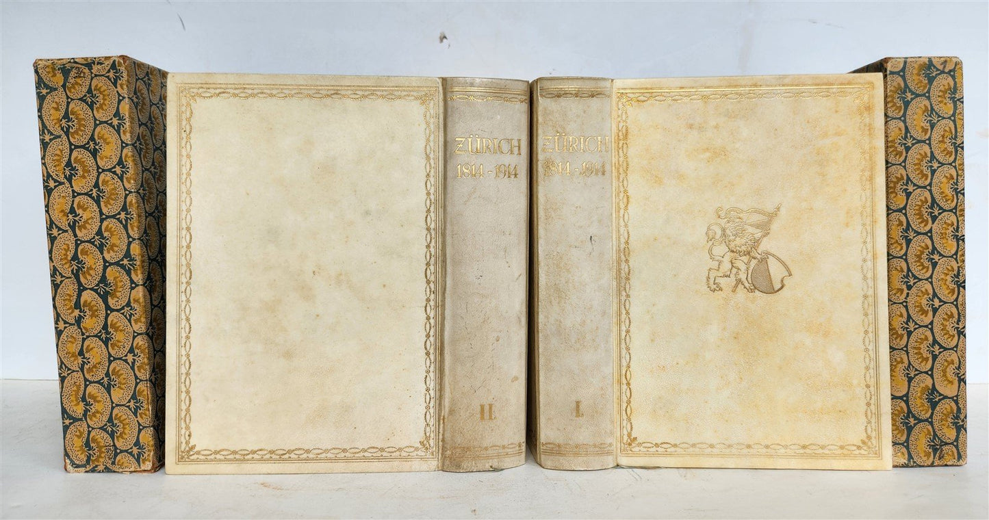 1915 HISTORY of ZURICH ILLUSTRATED LTD EDITION SIGNED BINDING antique 2 VOLUMES