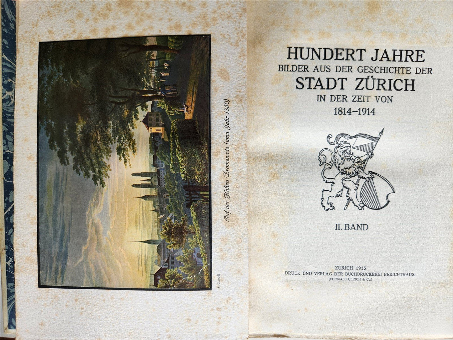 1915 HISTORY of ZURICH ILLUSTRATED LTD EDITION SIGNED BINDING antique 2 VOLUMES