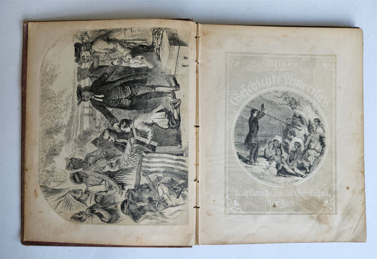1866 PICTURES from HISTORY of AMERICA antique BILDER AUS DER GESCHICHTE AMERIKAS