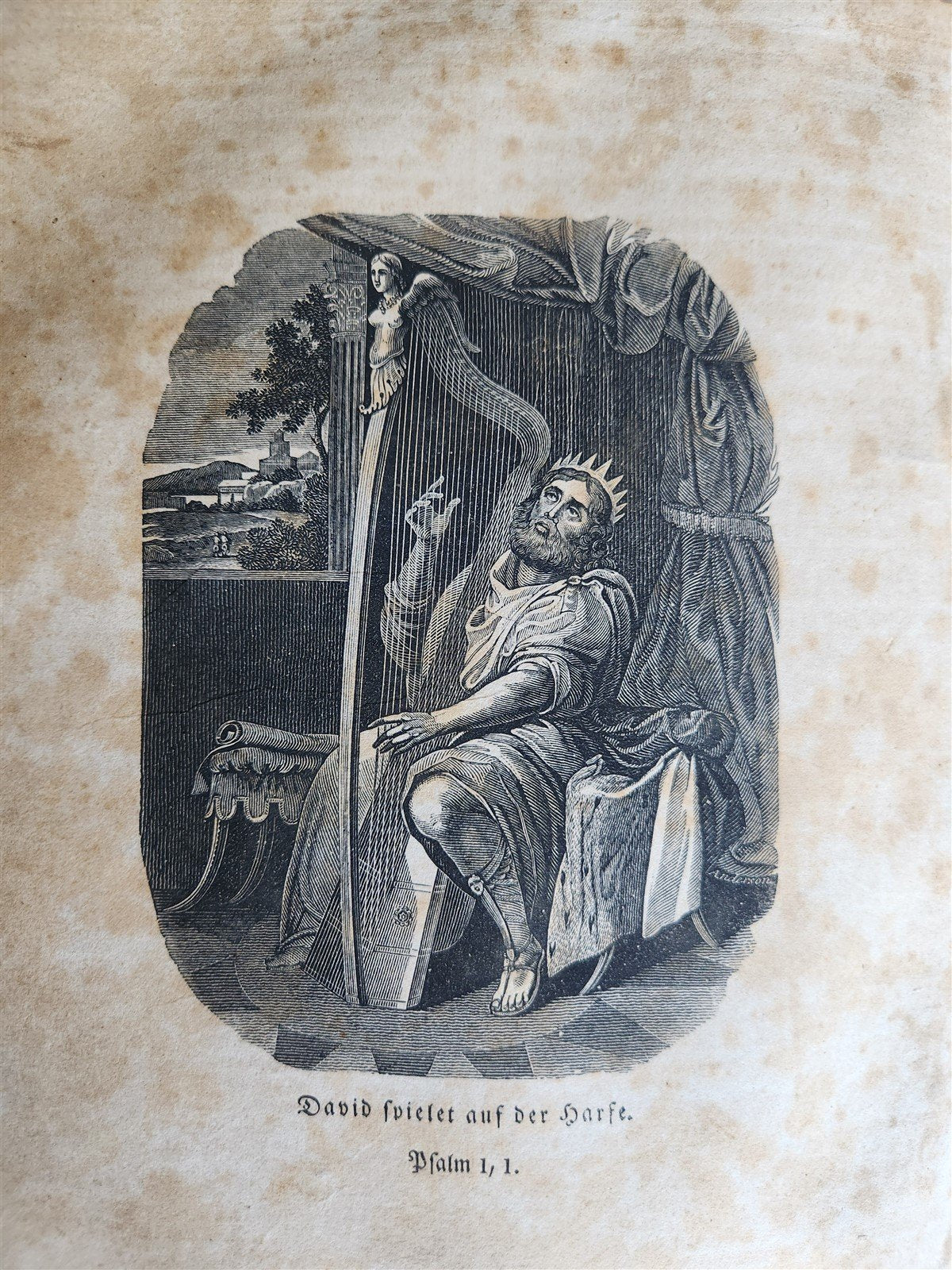 1828 BIBLE in GERMAN ILLUSTRATED antique PHILADELPHIA AMERICANA
