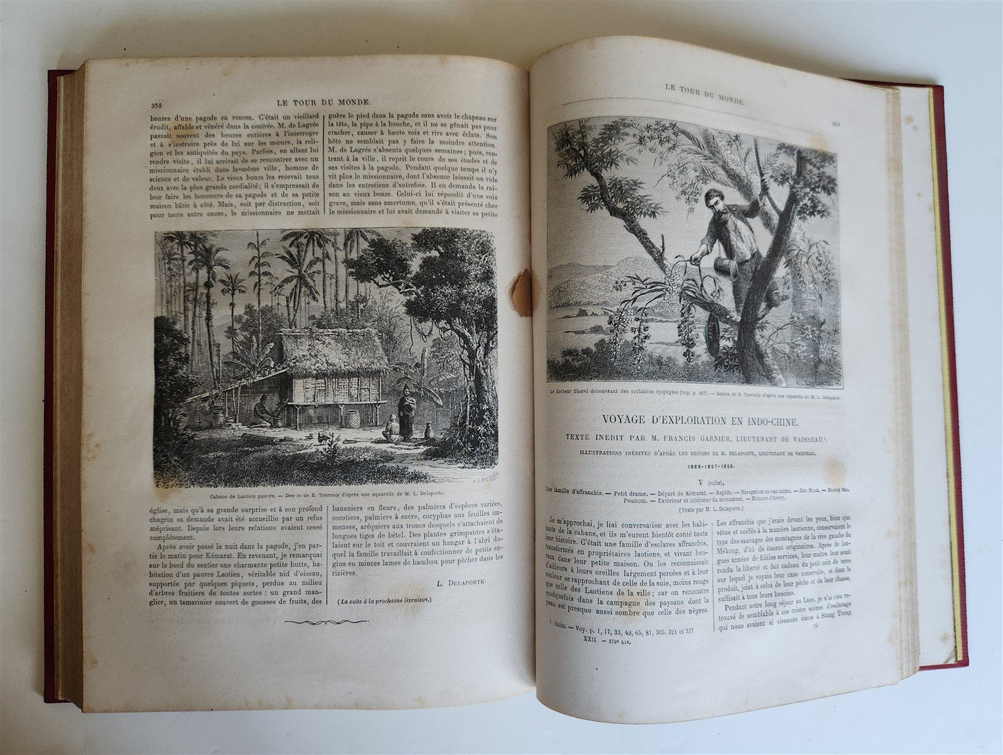 1871 HISTORY of VOYAGES TOUR DE MONDE ILLUSTRATED antique INDO-CHINA & INDIA