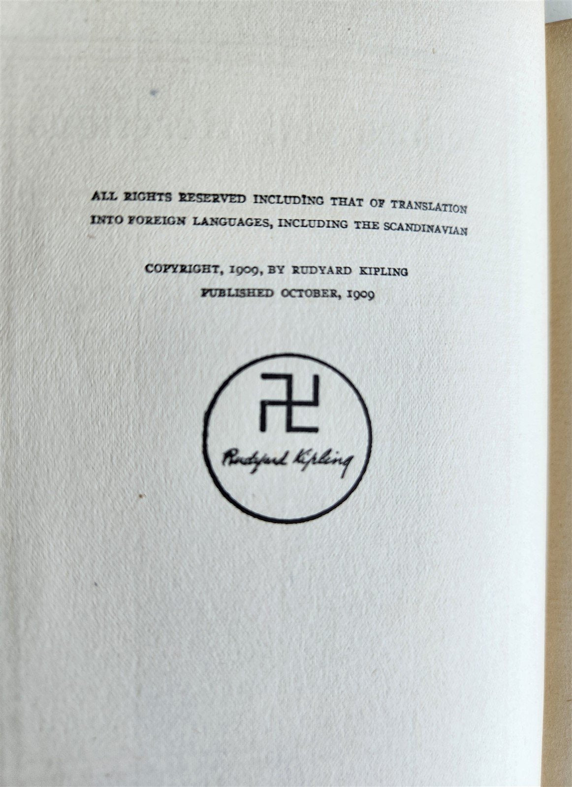 1909 ACTIONS and REACTIONS by Rudyard Kipling ANTIQUE First US edition