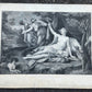 c.1820 DIANA AWAKENED BY THE NYMPHS LARGE ENGRAVING antique 20 3/4 by 29 inches