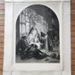 c.1867 ARABIAN NIGHTS LARGE ENGRAVING antique DAMASCUS STORY TELLER 27 x 40"