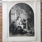 c.1867 ARABIAN NIGHTS LARGE ENGRAVING antique DAMASCUS STORY TELLER 27 x 40"