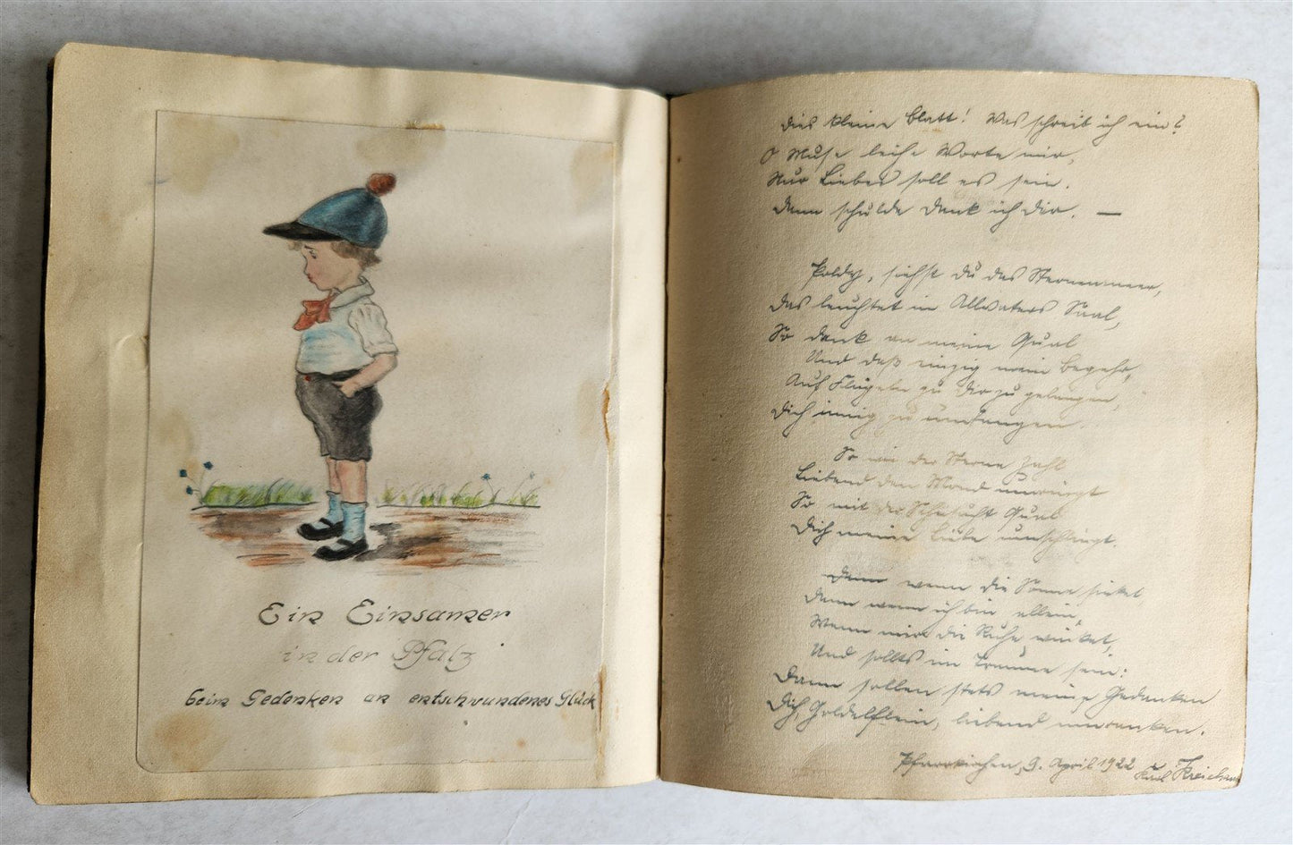 1920s POETRY ALBUM ILLUMINATED MANUSCRIPT in GERMAN antique