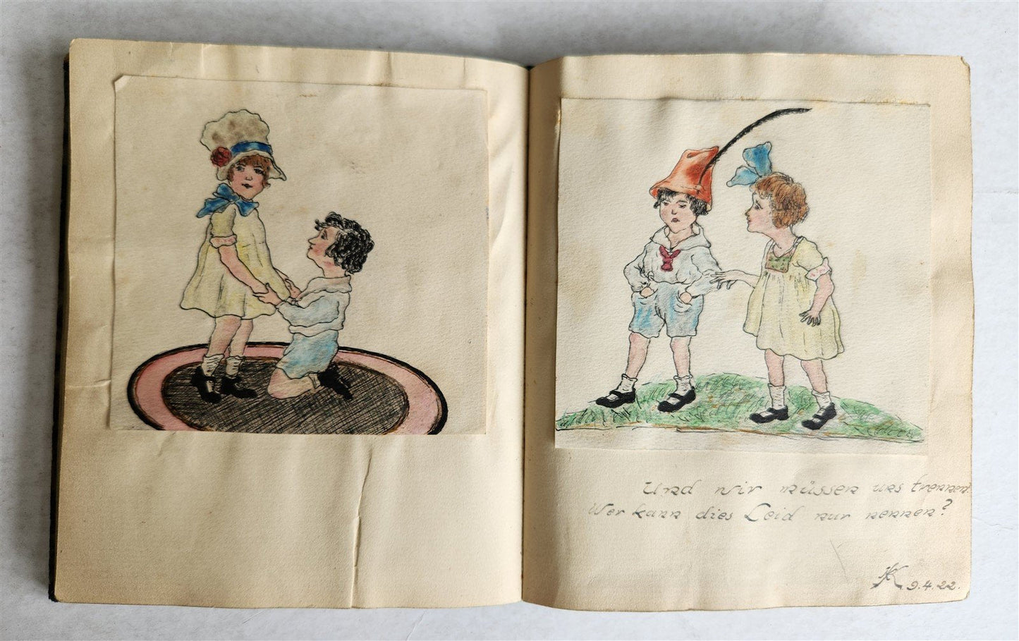 1920s POETRY ALBUM ILLUMINATED MANUSCRIPT in GERMAN antique
