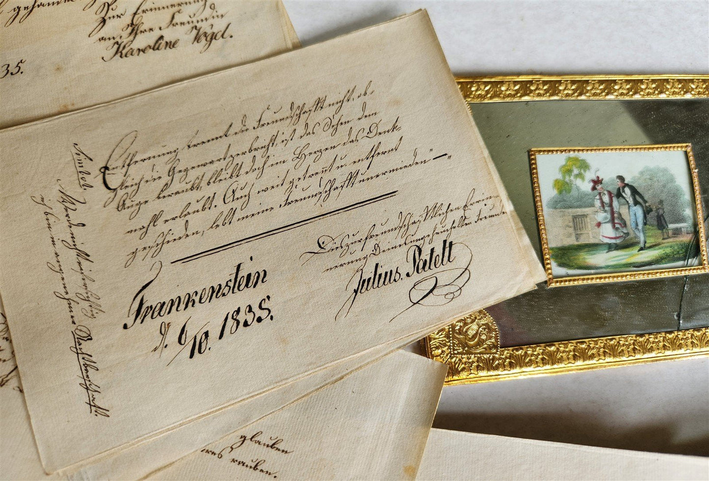 1830s UNUSUAL FAMILY REGISTER BOX BOOK SHAPE GERMAN MANUSCRIPT ARCHIVE antique