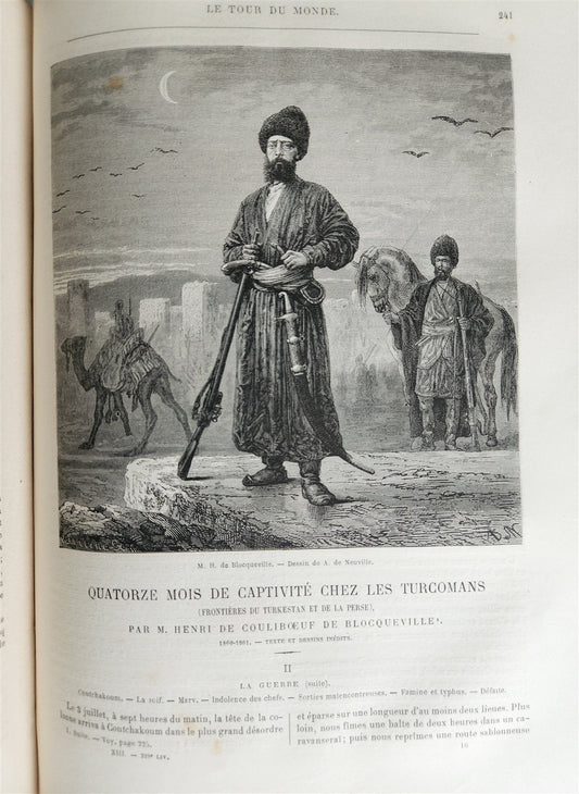 1866 HISTORY of VOYAGES ILLUSTRATED antique FRENCH GUIANA TURKMENISTAN AFRICA