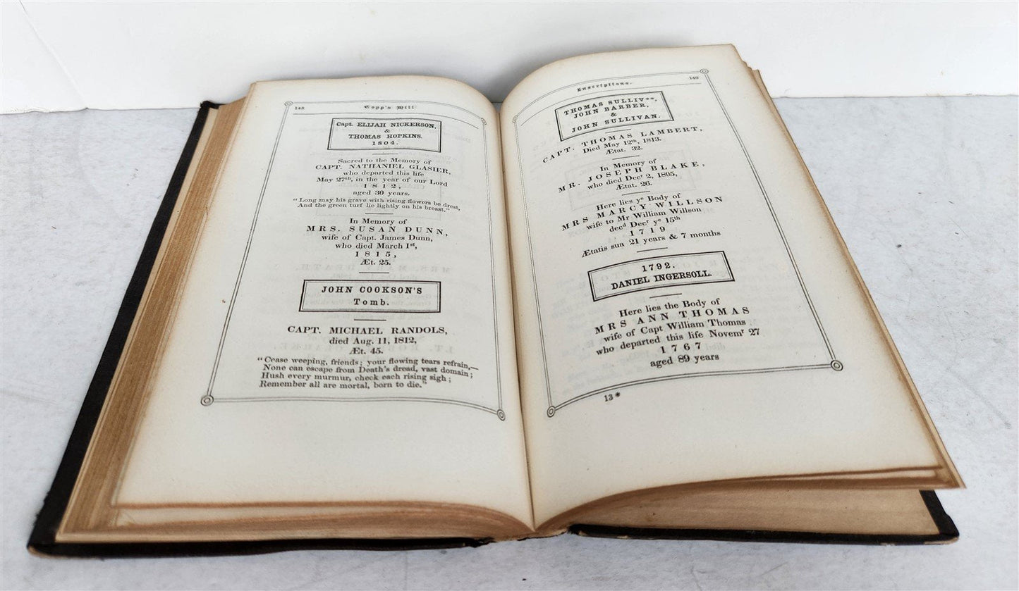 1851 EPITAPHS from COPP'S HILL BURIAL GROUND, BOSTON antique AMERICANA
